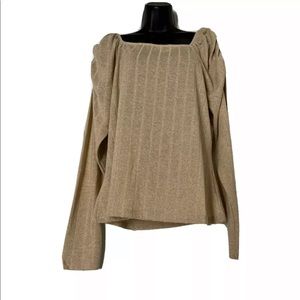 zach & rachel Scrunch sleeve shirt white swan With Gold Lurex